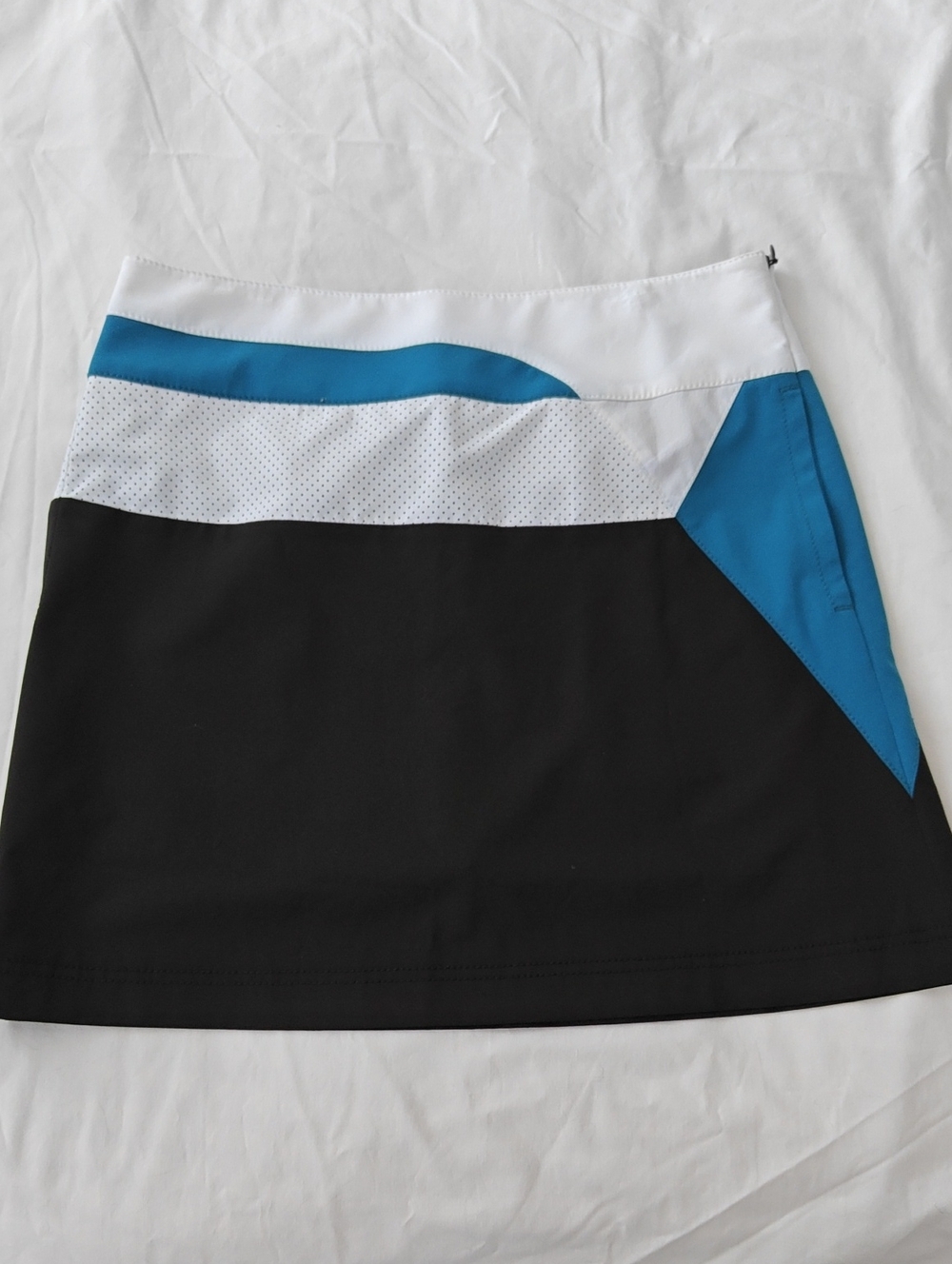 Colorblock Mini Skirt in Black, White & Teal